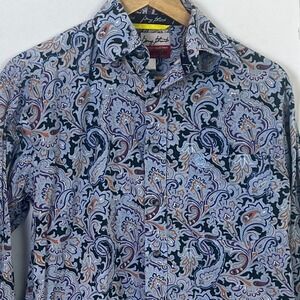 Wrangler George Strait Blue Paisley Western Long Sleeve Button Shirt Small Men's